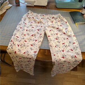 Red Cardinals Print Pajama Pants